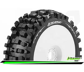 Louise RC - B-ULLDOZE - 1-8 Buggy Tire Set - Mounted - Soft - White Wheels - Hex 17mm