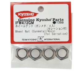 Kyosho 17mm 1/8 Serrated Wheel Nut (Gun Metal) (4)