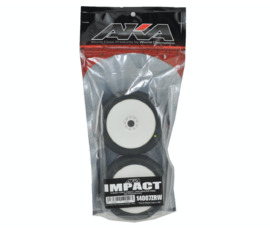 AKA Impact 1/8 Buggy Pre-Mounted Tires (2) (White) (Medium - Long Wear)