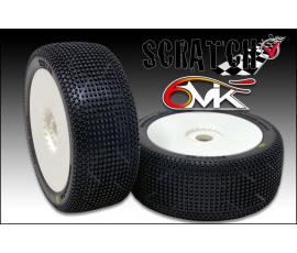 6Mik Scratch 21/40º 1/8 Buggy Tyres + White rims + Ultra inserts (2) Unglued